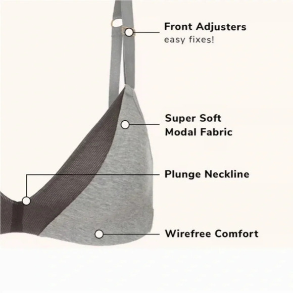 All You by Lively Bra Gray Black No Wire Wireless Mesh 36DD Comfortable Bra - Picture 4 of 11